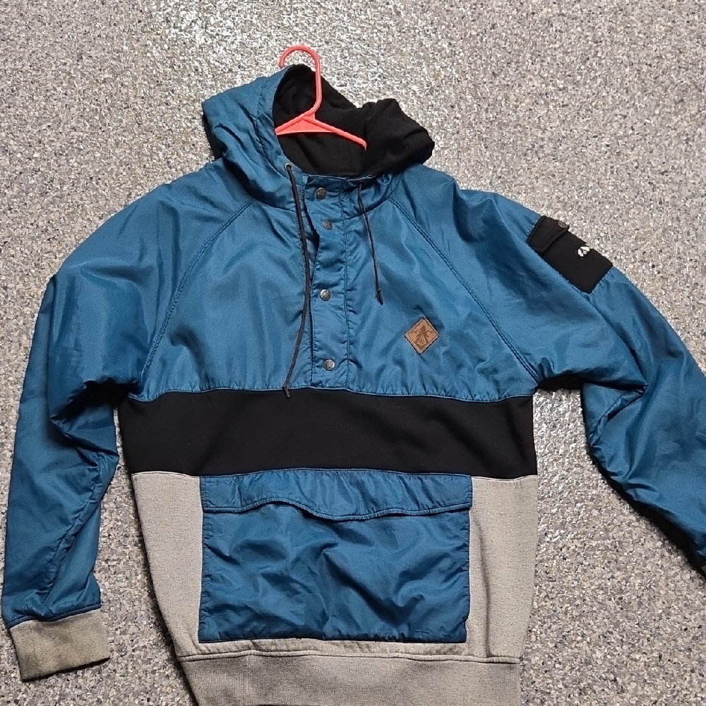 Men's Volcom Blue and Gray Hooded Jacket
